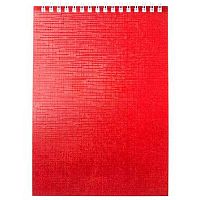 Блокнот А5  80л. ХАТ спираль "Metallic Красный" б/в, клетка