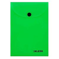 Папка-конверт на кнопке А6 КЛЕРК "Neon" 241317 п/прозр.зелёная 180мкм
