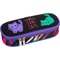 Пенал-косметичка deVENTE 210*80*50 "Funny Cats" 7023512 (50предм.) овал.,полиэстер,створка-орг.