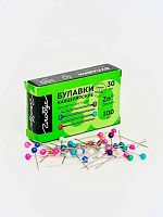 Булавки 30мм 100шт ГЛОБУС БК30-100Ц цв.головка,к/к