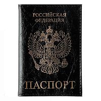 Обложка д/паспорта КЛЕРК Символика 213961 кожа,тисн.фольг.,отсрочка,чёрная