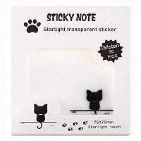 Кл.бумага д/заметок 75*75мм ALINGAR  50л. "Чёрный котёнок" AL13205/4 пластик.