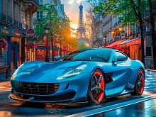 Пазлы  104 Рыжий кот "Шикарный автомобиль в Париже" УК104-0203