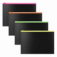 Папка на молнии B5 (289*214мм) EK "Matt Accent" 54954 Zip,непрозр.,чёрн.,пласт.,180мкм,цв.молн.асс.