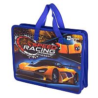 Папка пластик,с ручками А4 ALINGAR "Speed Racing" AL10452 на молн.тесьма