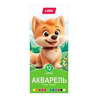 Краски 12цв. LORI "Весёлые друзья" Ааф-003 аквар.,б/к