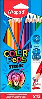 Карандаши пластик. 12цв. MAPED "Color`Peps Strong" 862712 трёхгран.,к/к,е/подвес