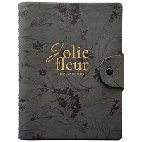 Ежедневник 2026г. А5 160л. INFOLIO кож.зам. "Fleur" I1760/black мягк.обл.,полускр.спираль,на кнопке