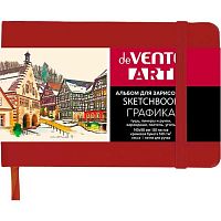 Скетчбук А6 (140*90мм)  80л. deVENTE кож.зам. "Art" 2134537 тв.обл.,крем.бум.140г/м2,красн.