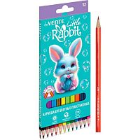 Карандаши пластик. 12цв. deVENTE "Little Rabbit" 5022636 шестигр.,2М,гриф.3мм,к/к