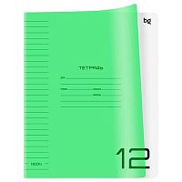 Тетрадь 12л. (линейка) BG пластик.обл. "UniTone. Neon салатовый" 08903