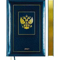 Ежедневник 2027г. А5 168л. deVENTE кож.зам. "Symbol" 2232724 синий,зол.срез,крем.бум.,подар./к