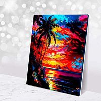 Картина по номерам чёрный холст Котеин "Тропический закат" 40*50см MB0003 (17цв.)