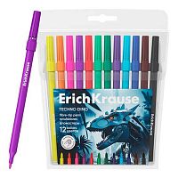 Фломастеры 12цв. EK "Techno Dino" 65030 футляр,е/подвес