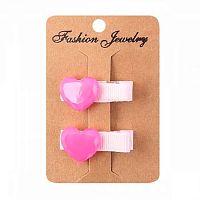 Зажим д/волос КОКОС "Сердце" 207055 (2шт) 3,5см розовый