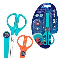 Ножницы детск. 13см EK "Sea Friends Protect" 60876 закруг.,нерж.сталь,пластик.чехол.,блист.,асс.