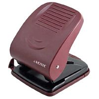 Дырокол  40л. deVENTE Stripe 4020344 пластик. с линейкой, бордовый, к/к