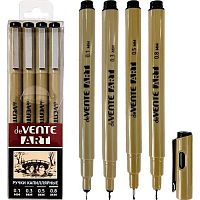 Набор капиляр. ручек  4шт. deVENTE "Art" 5060500 чёрные,d=0.1,0.3,0.5,0.8мм,пласт.к.