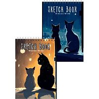 Скетчпад-перевертыш А5  60л. deVENTE тв.обл. спираль "Two Cats" 2134319 офсет,100г/м2,мат.лам.