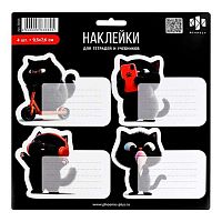 Наклейки д/тетрадей ФЕНИКС "Чёрный кот" 70434 мел.бум.,(5л.)