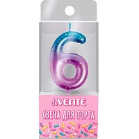 Свеча-цифра д/торта "6" deVENTE "Degrade" 9060505 6,0*3,8*0,9см,держ.2,6см,пластик./к