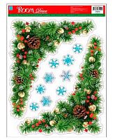 Наклейка Декор Room Decor "Угловые Еловые ветки с шишками" WDX 0012BK-A