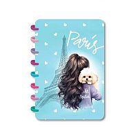 Записная книжка А5 100л. КОКОС "С мальтипу в Париже" 251896 пластик.обл.,на кольцах.выб.лак,клетка