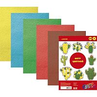 Фетр  5л. 5цв. А4 deVENTE "Яркие цвета" 8040756 2мм, пласт. пакет ев./подвесом