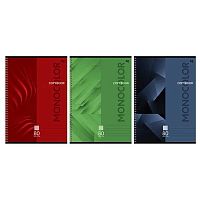 Тетрадь 80л. (клетка) А4 BG спираль "Monocolor. Classic" 63257 мел.карт.,вд-лак,асс.