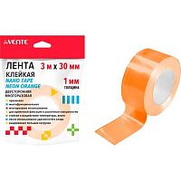 Скотч двусторонний 30мм*3м deVENTE "Nano Tape Neon" 4163407 многораз.,оранж.,0,7мм