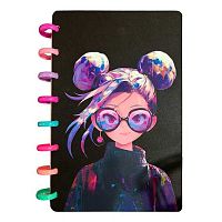 Записная книжка А5 100л. КОКОС "Cosmo girl" 251894 пластик.обл.,на кольцах,выб.лак,клетка