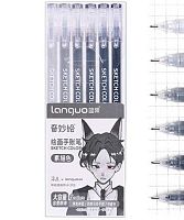 Набор гел. ручек  6цв. INTELLIGENT Languo "Серые" DD-250/DC-77 игольч.,0,6мм,ПВХ-уп.