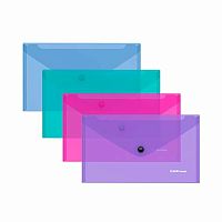Папка-конверт на кнопке С6 (203*129мм) EK "Glossy Vivid" 47122 п/прозр.,глянц.,180мкм,асс.