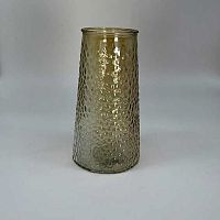 Ваза Микрос "Конус" ч52353 стекл.,H=19,5см,D=10,5*7,6см,фактура "кожа",перламутр янтарный