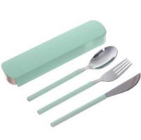 Набор столовых приборов "ЭкоЛайф" 336-532 мятный,3шт (ложка,вилка,нож)
