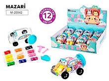 Тесто для лепки 12цв.  9,8гр. MAZARI "Машинка" M-20342 формочки (2шт.),пласт.банка