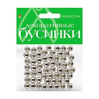 Бусины АЛЬТ Hobby Time 2-371/08 круглые серебряные 8мм