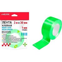 Скотч двусторонний 30мм*3м deVENTE "Nano Tape Neon" 4163408 многораз.,зелёный,0,7мм