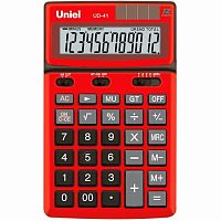 Калькулятор наст. 12разр. Uniel UD-41R красный,2пит.