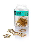 Скрепки фигурные 30мм  12шт. ГЛОБУС "Звёздочка" С30-12ЗДЗ золотые,пластик/к.