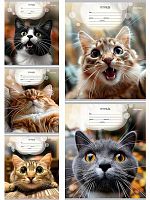 Тетрадь 12л. (линейка) Проф-Пресс "Мордочки котиков" Т12-4877 цв.мел.обл.,асс.