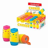 Точилка с контейнером 2отв. EK "Cheese" 50143 пластик.,асс.