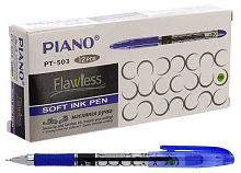 Ручка масл. шар. Piano "Flawless" РТ-503-12 синий,игольч.након.,0,7мм,прозр.корп.с рис.,резин.держ.
