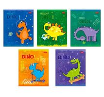 Тетрадь 12л. (клетка) ХАТ "Hello Dino" 12Т5В1 тисн.,скругл.углы,5в.