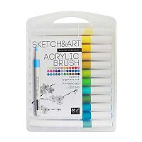 Маркеры акрил. 36цв. BV "SKETCH&ART" 22-0203 трёхгр.,кисть,1-4мм,в пластик.боксе