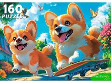 Пазлы  160 Рыжий кот "Весёлые щенки корги" Ф160-0181