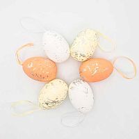 Сувенир Микрос "Яйца пасхальные на подвесе" ч55114 (6шт) 5*7см,металлик,асс.