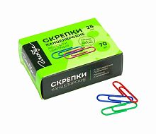 Скрепки 28мм  70шт. ГЛОБУС С28-70П метал.,овальные,цветные,к/к