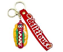 Брелок д/ключей INTELLIGENT "Хот-дог" DK-331 резин.,с карабином,кольцом,петлей,6,5см