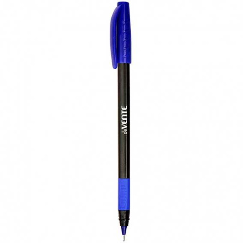 Ручка масл. шар. deVENTE "Triolino Blacky" 5073343 синяя 0,7мм трёхгр..корп.,кауч.держ.